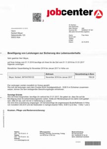 Hartz-4-Bescheid mit Logo vom Jobcenter